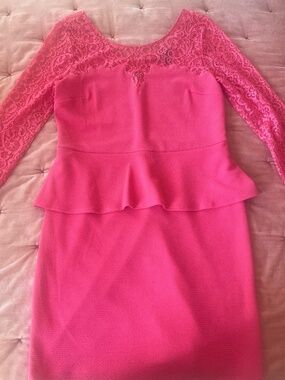 Thalia Sodi Lace Coral Peplum dress Sz XL
